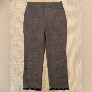 Chico’s black and white pull-on ankle pants size 1 with Pom trim on hem.